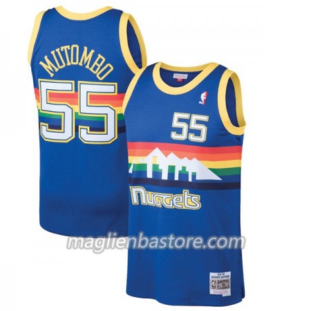 Maglia NBA Denver Nugget Dikembe Mutombo 55 Hardwood Classics Blu scuro Swingman - Uomo